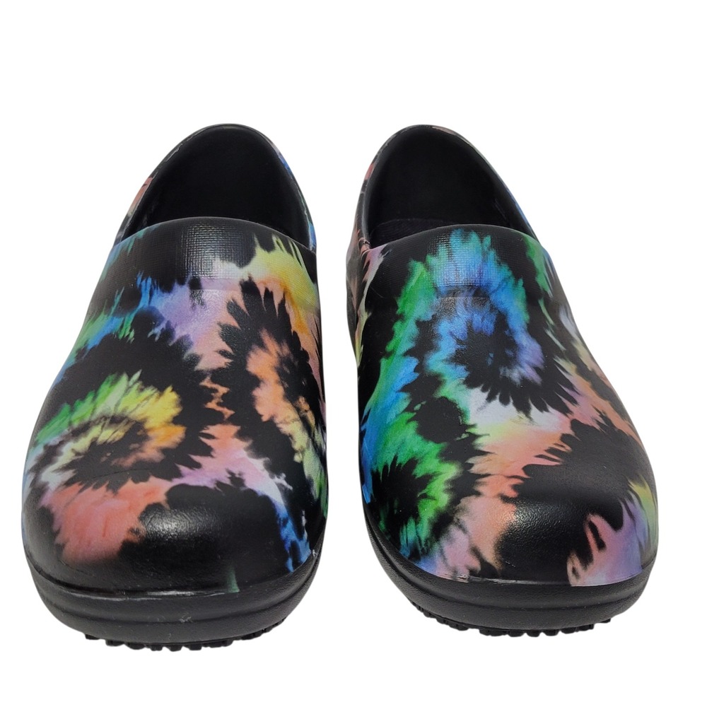Crocs Neria Pro II‎ Work Clogs Womens Size 6 Black Tie Dye Slip Resistant 205385 - Picture 3 of 14